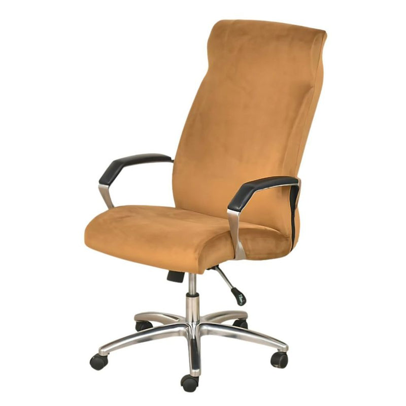 Anyseat Office Chair Cover Caramel Velvet Zippered Stretchable High Back Protector Slipcover