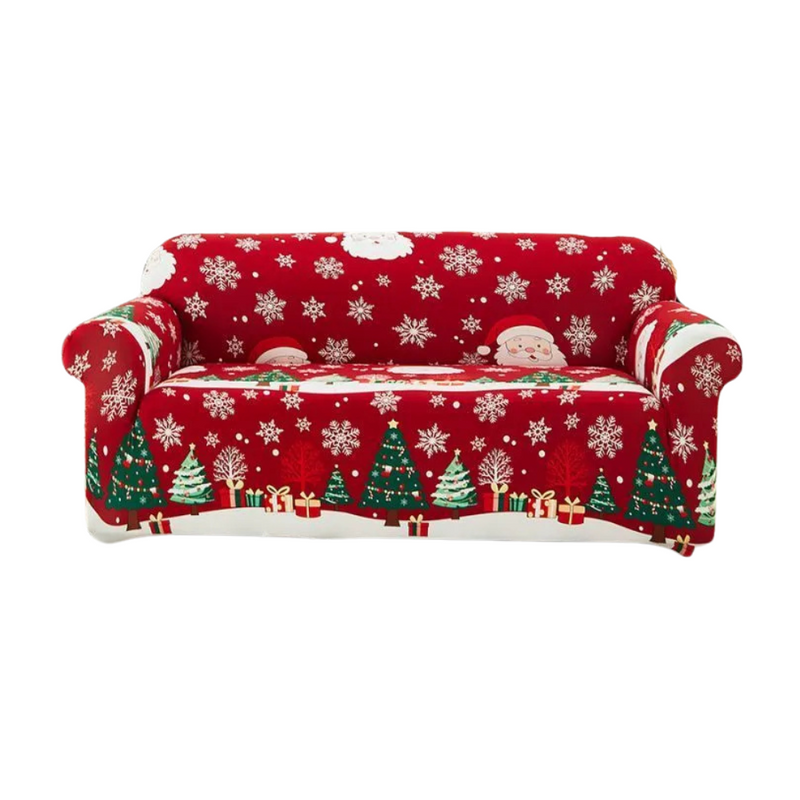 Anyseat Sofa Cover Red Snowflakes Christmas Anti Dirt Elastic Couch Slipcover