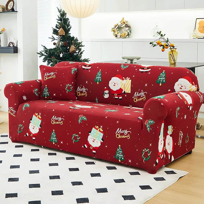 Anyseat Sofa Cover Red Festive Christmas Anti Dirt Elastic Couch Slipcover