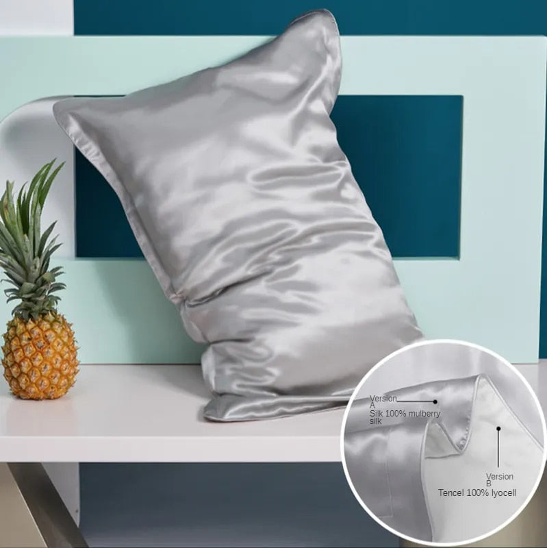 ANYHOUZ Pillowcase 50x90cm Light Gray Pure Real Silk For Comfortable And Relaxing Home Bed