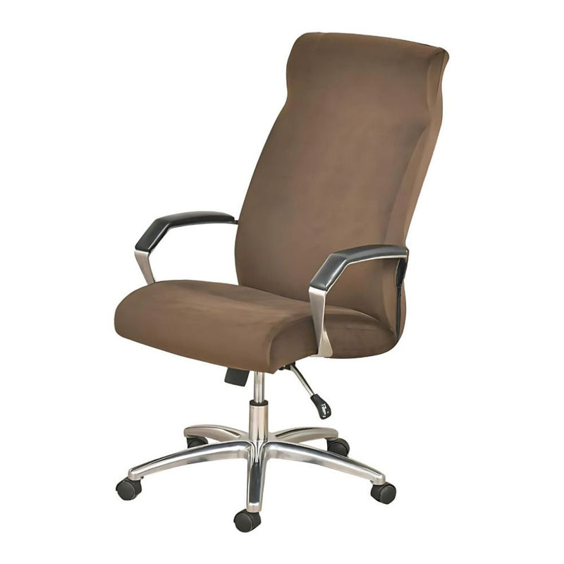 Anyseat Office Chair Cover Coffee Velvet Zippered Stretchable High Back Protector Slipcover