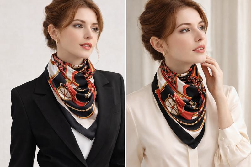 Anyyou Fashion Premium Satin Square Scarf – Blue Pink Silk-Feel Neckwrap for Women