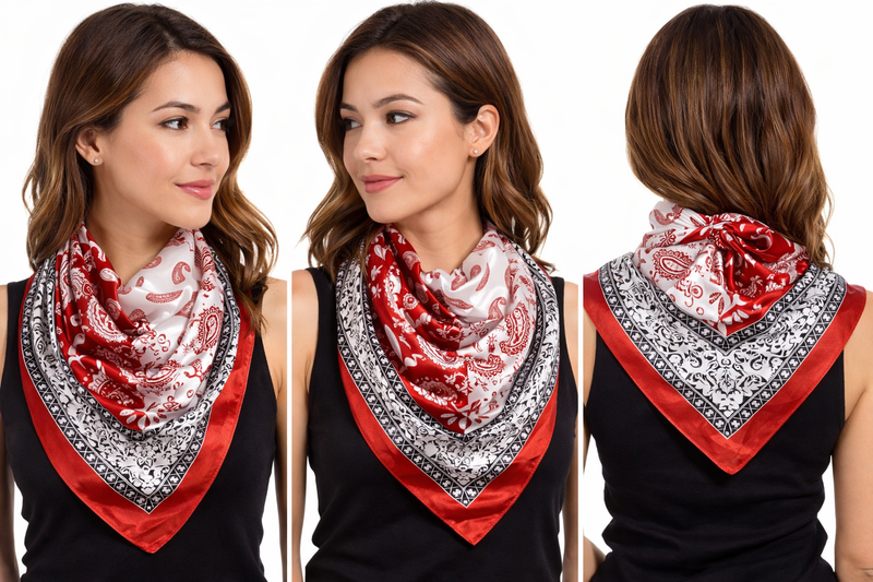 Anyyou Fashion Premium Satin Square Scarf – Classic Wine Red Silk-Feel Neckwrap for Women