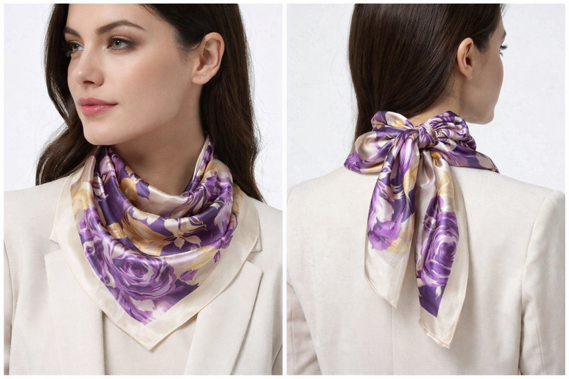 Anyyou Fashion Premium Satin Square Scarf – Purple Silk-Feel Neckwrap for Women