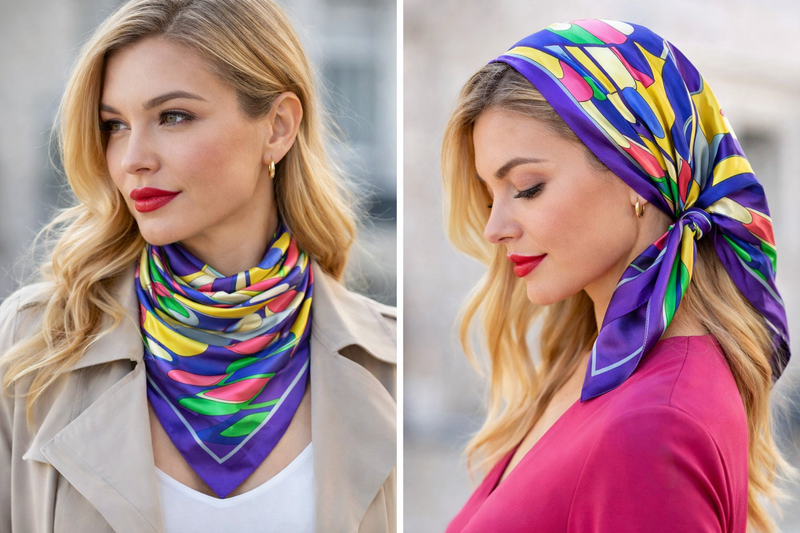 Anyyou Fashion Premium Satin Square Scarf – Purple Silk-Feel Neckwrap for Women