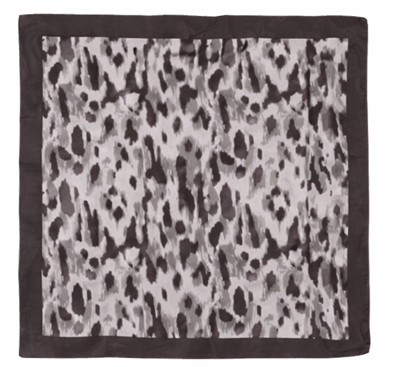 Anyyou Fashion Premium Satin Square Scarf – Grey Leopard Silk-Feel Neckwrap for Women