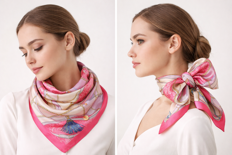 Anyyou Fashion Premium Satin Square Scarf – Pink Silk-Feel Neckwrap for Women