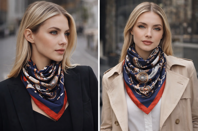 Anyyou Fashion Premium Satin Square Scarf – Red Blue Silk-Feel Neckwrap for Women