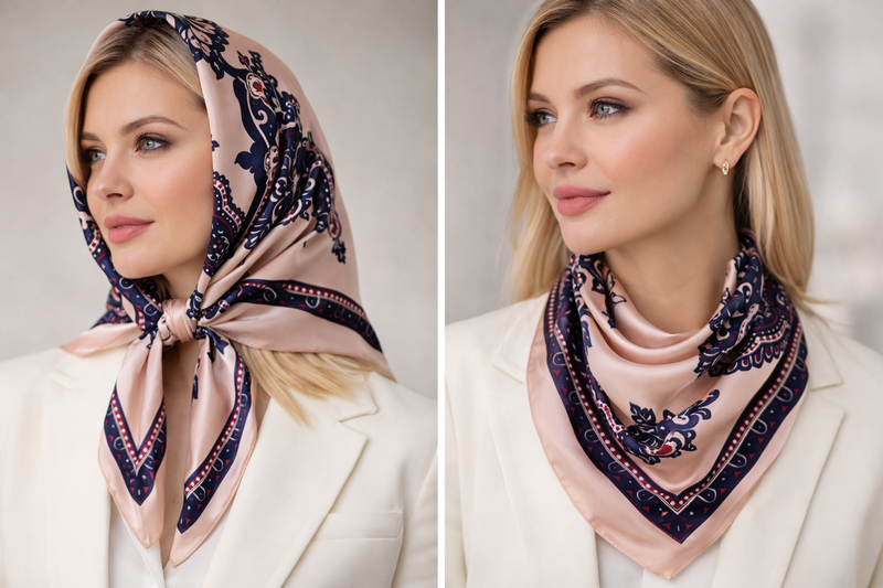 Anyyou Fashion Premium Satin Square Scarf – Khaki Silk-Feel Neckwrap for Women