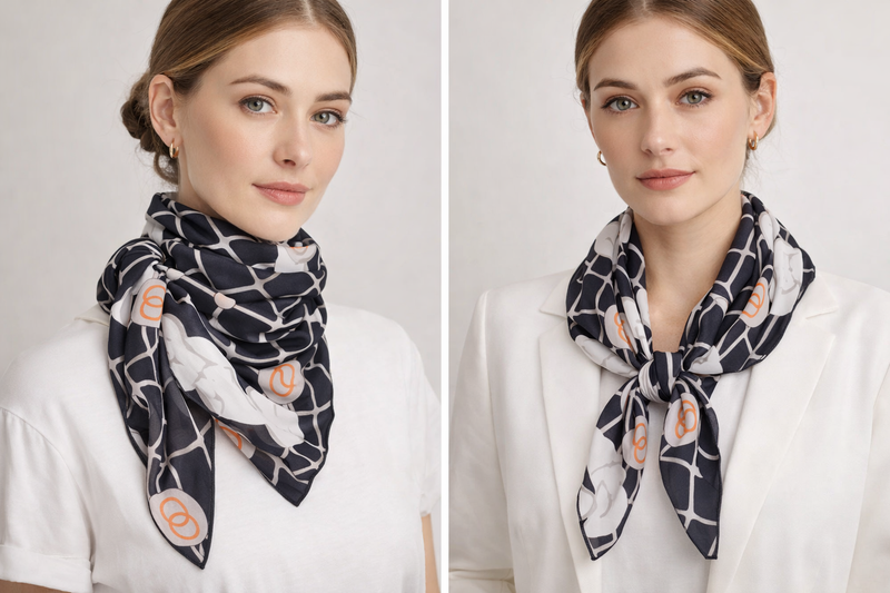 Anyyou Fashion Premium Satin Square Scarf – Black White Roses Silk-Feel Neckwrap for Women