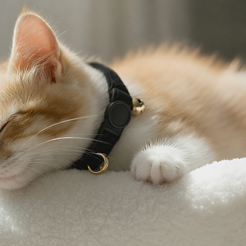 Anypet Stylish Black Cat Collar – Small Size with Safety Buckle, Bell & Durable Strap