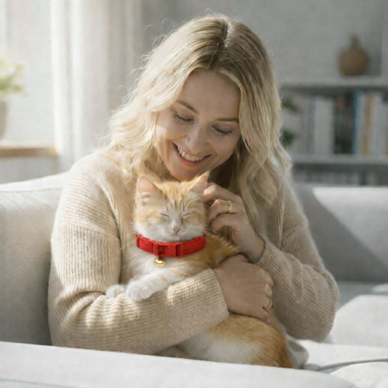 Anypet Stylish Red Cat Collar – Small Size with Safety Buckle, Bell & Durable Strap