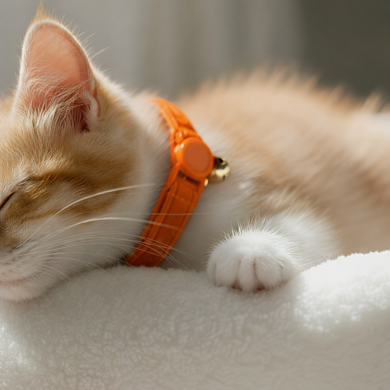 Anypet Stylish Orange Cat Collar – Small Size with Safety Buckle, Bell & Durable Strap