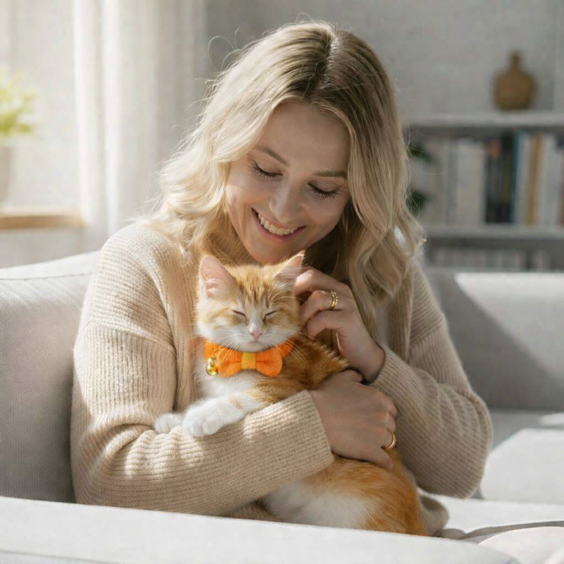 Anypet Stylish Orange Cat Collar –Large Size with Safety Buckle, Bell & Durable Strap