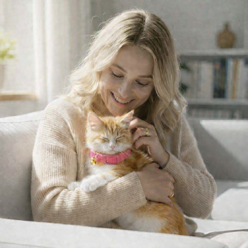 Anypet Stylish Dark Pink Cat Collar – Small Size with Safety Buckle, Bell & Durable Strap