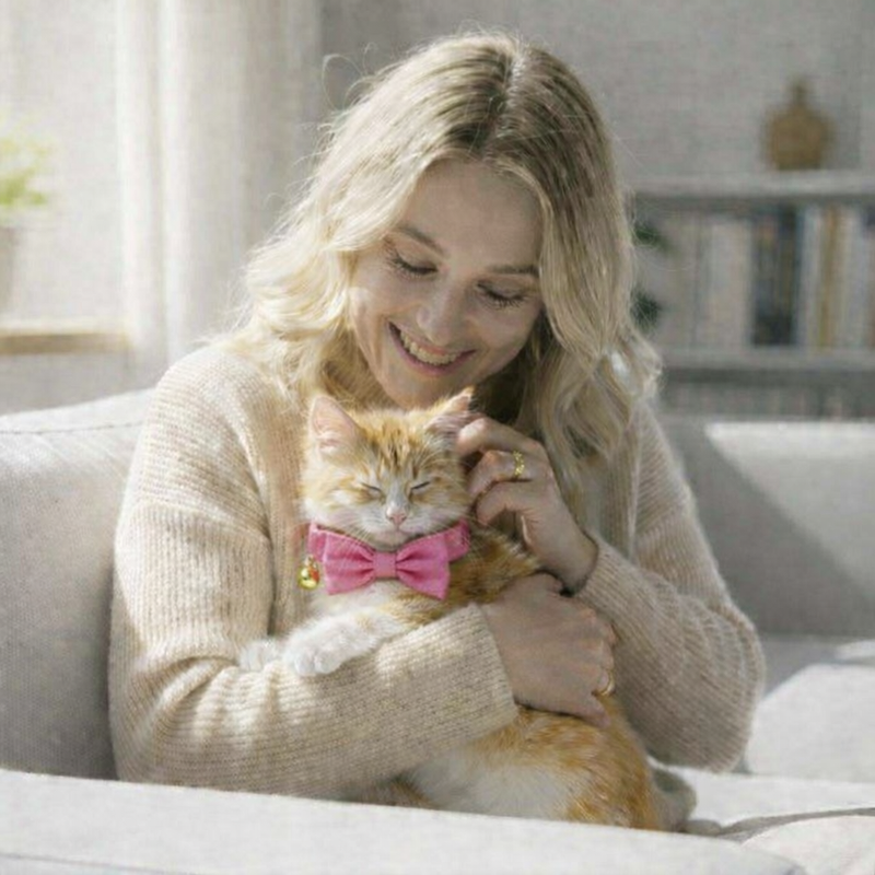 Anypet Stylish Dark Pink Cat Bow Collar – Large Size with Safety Buckle, Bell & Durable Strap