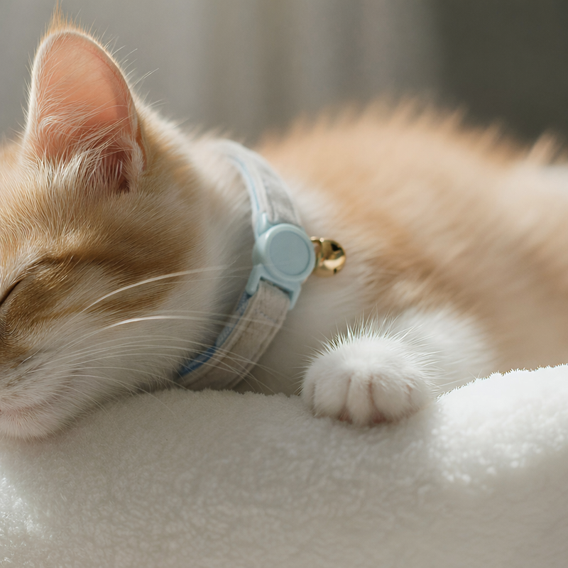 Anypet Stylish Sky Blue Cat Collar – Large Size with Safety Buckle, Bell & Durable Strap