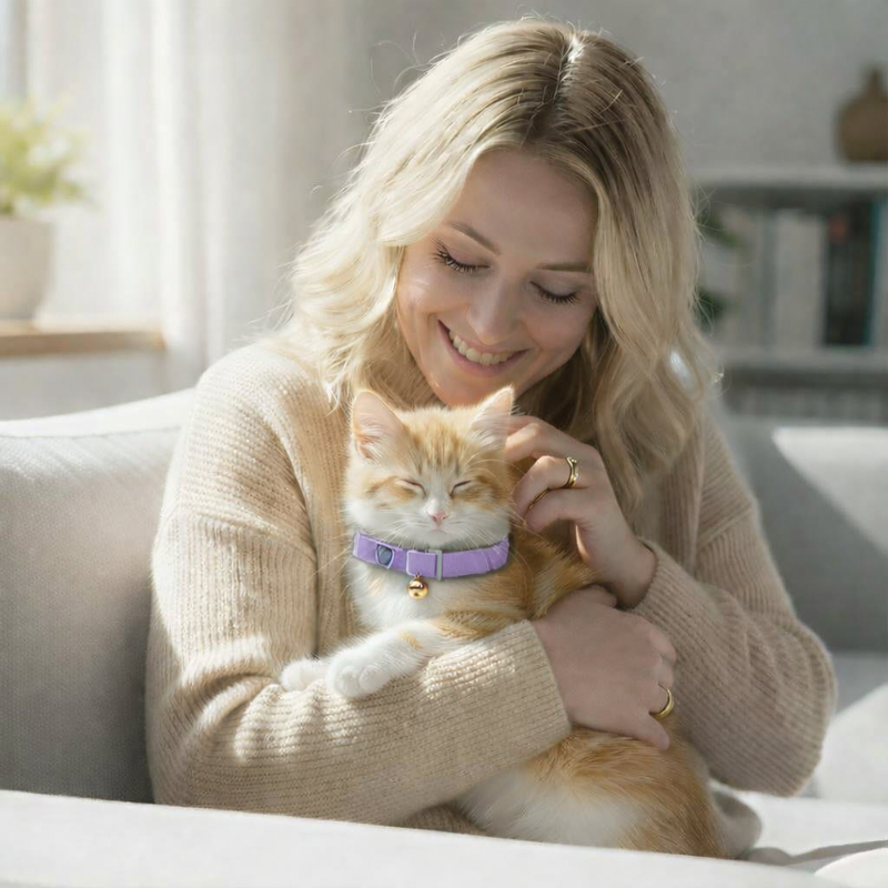 Anypet Stylish Light Purple Cat Collar – Small Size with Safety Buckle, Bell & Durable Strap