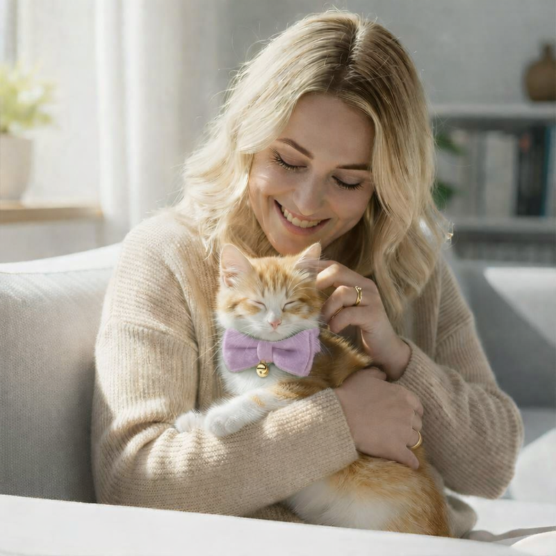 Anypet Stylish Purple Pink Cat Collar – Large Size with Safety Buckle, Bell & Durable Strap