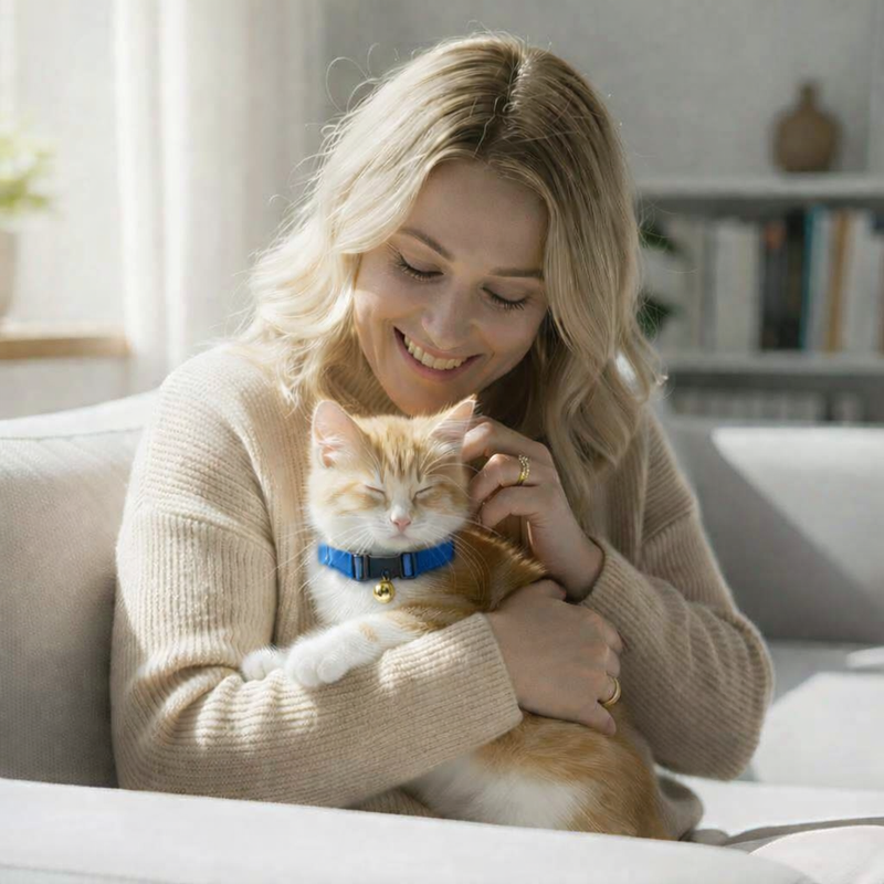 Anypet Stylish Blue Cat Collar – Large Size with Safety Buckle, Bell & Durable Strap