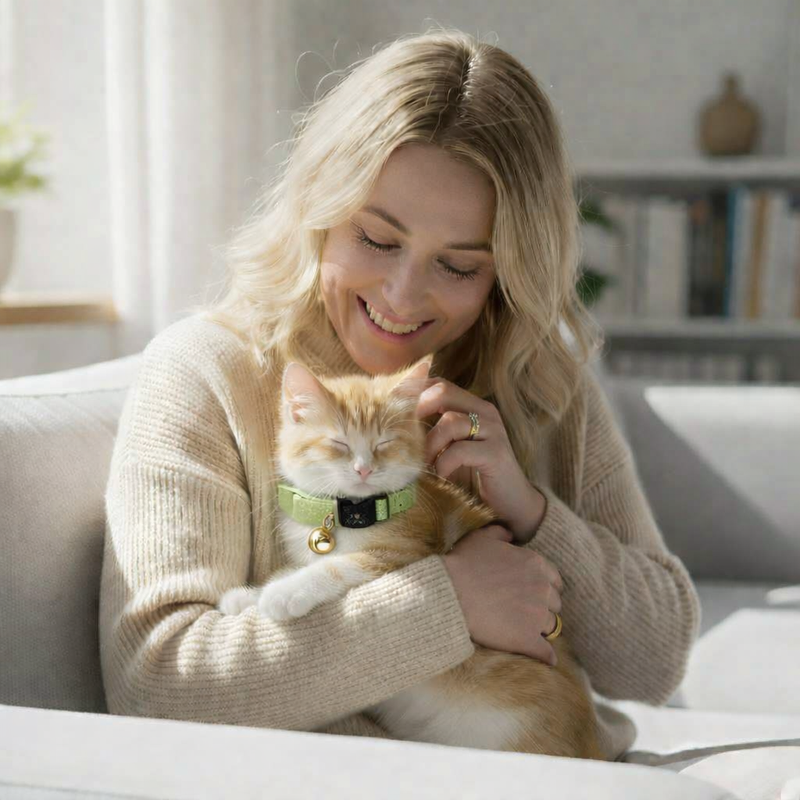 Anypet Stylish Neon Green Cat Collar – Large Size with Safety Buckle, Bell & Durable Strap