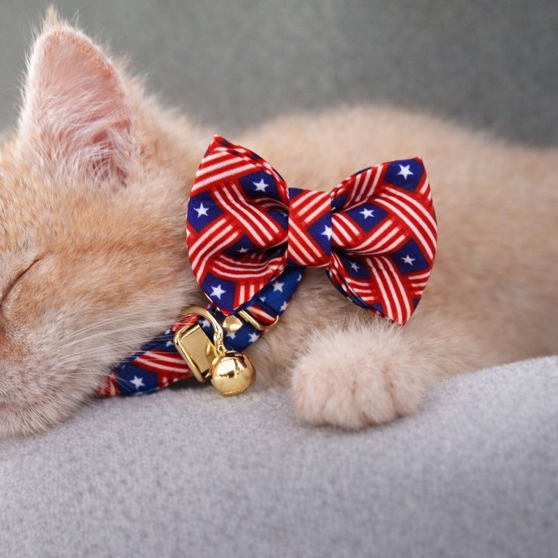 Anypet Stylish Red Blue Bow Cat Collar – Small Size with Safety Buckle, Bell & Durable Strap