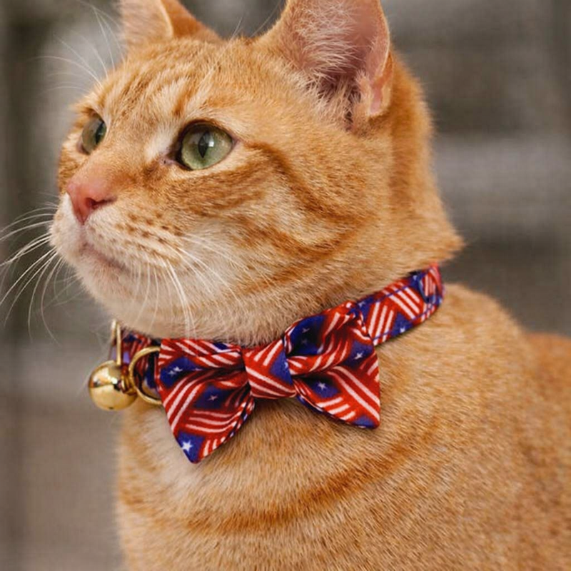 Anypet Stylish Banner Red Cat Collar – Large Size with Safety Buckle, Bell & Durable Strap