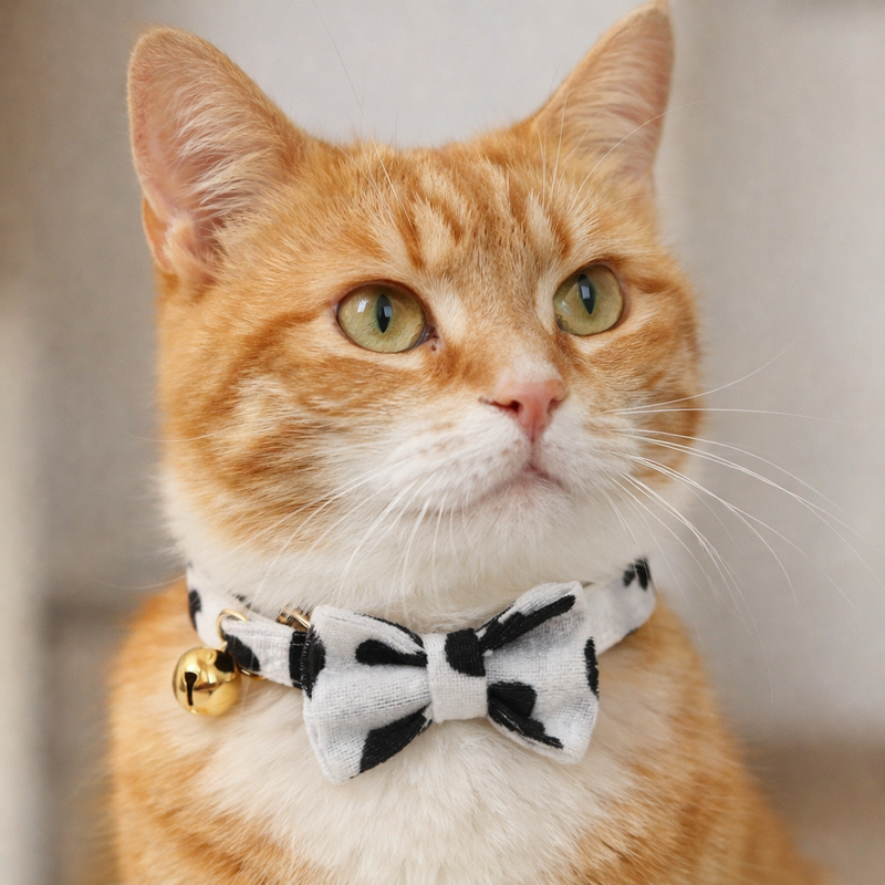 Anypet Stylish Cow Print Cat Collar – Large Size with Safety Buckle, Bell & Durable Strap