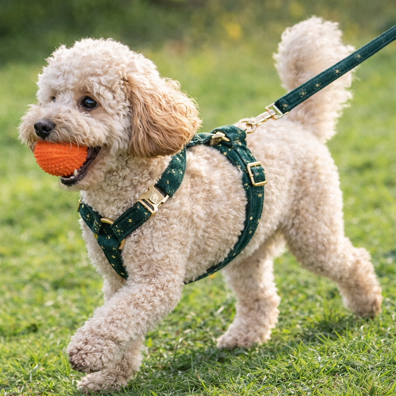 Anypet Heavy Duty Dog Leash – Green Shiny Star Spiral Metal Harness Lead for Training & Walking