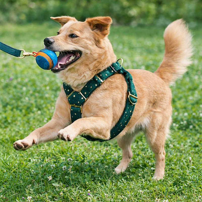 Anypet Heavy Duty Dog Leash – Green Shiny Star Spiral Metal Harness Lead for Training & Walking