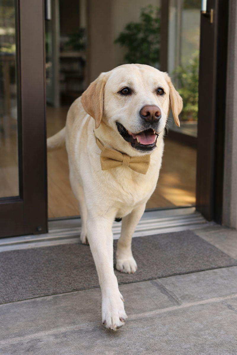 Anypet Velvet Dog Bow Collar – Beige Stylish Pet Accessory