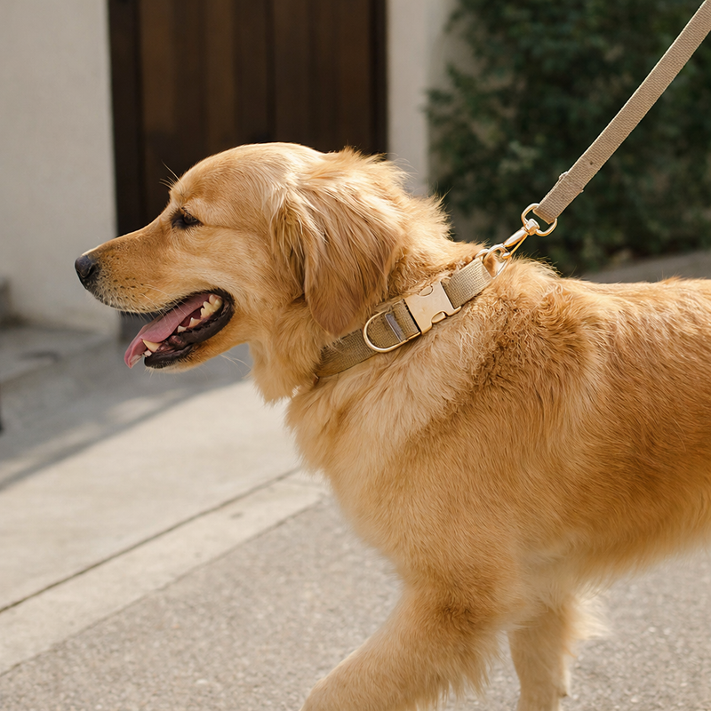 Anypet Velvet Beige Dog Collar – Stylish Pet Accessory