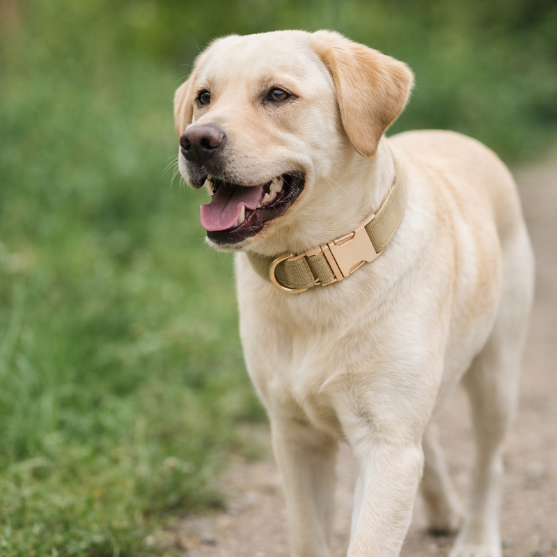 Anypet Velvet Beige Dog Collar – Stylish Pet Accessory