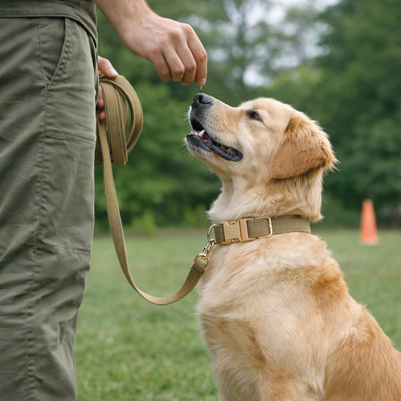 Anypet Dog Collar and Leash – Beige Harness Lead for Training & Walking