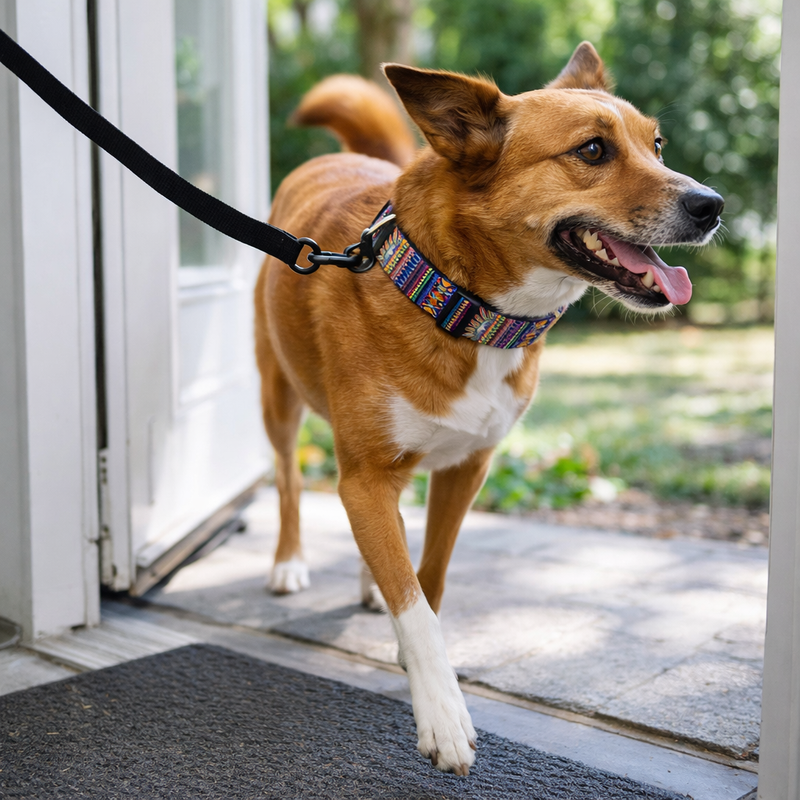 Anypet Velvet Multi Color Purple Tribal Dog Collar– Stylish Pet Accessory