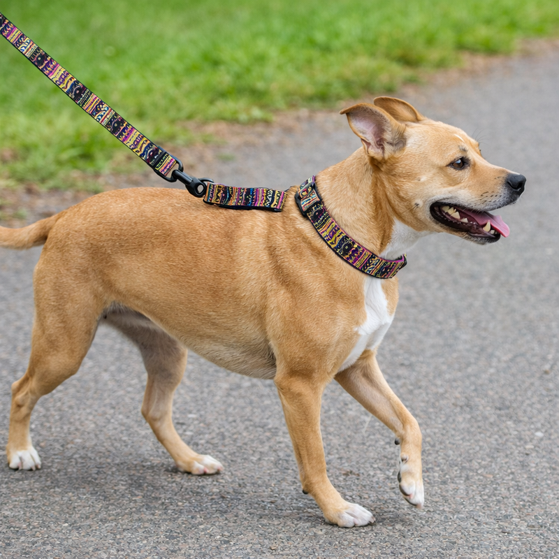 Anypet Dog Leash – Multi Color Purple Tribal Rope Harness Lead for Training & Walking
