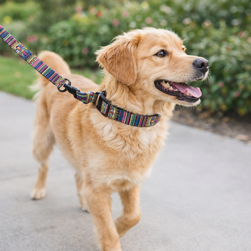 Anypet Multi Color Purple Dog Collar and Leash Set Harness Lead for Training & Walking