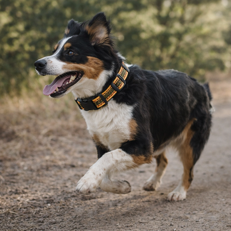 Anypet Velvet Brown Mustard Dog Collar– Stylish Pet Accessory