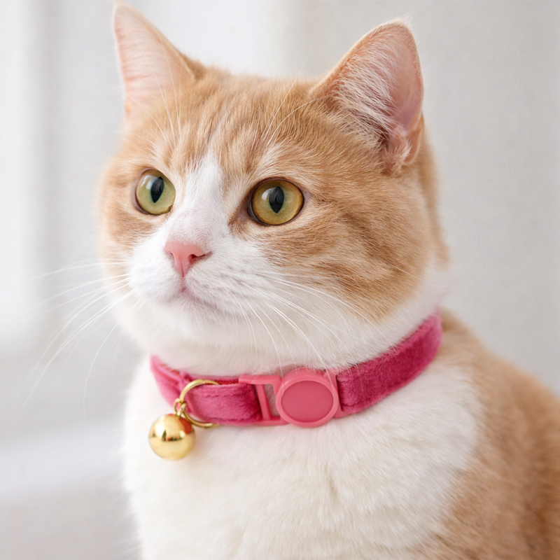 Anypet Stylish Dark Pink Cat Collar – Small Size with Safety Buckle, Bell & Durable Strap