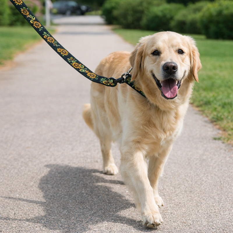 Anypet Dog Leash – Black Sunflower Rope Harness Lead for Training & Walking