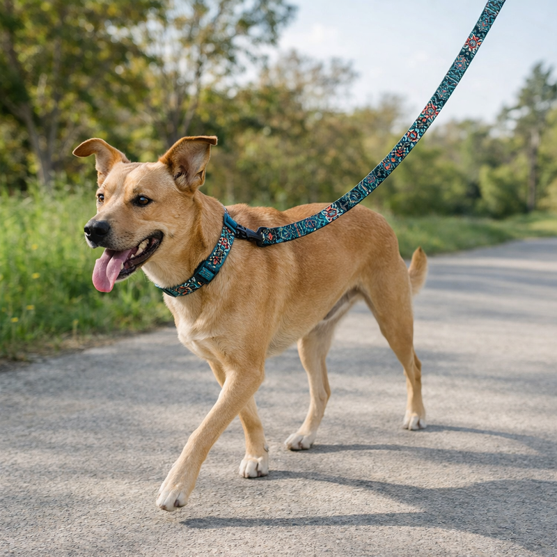 Anypet Green Aztec Dog Leash - Stylish Comfortable Dog Accessory