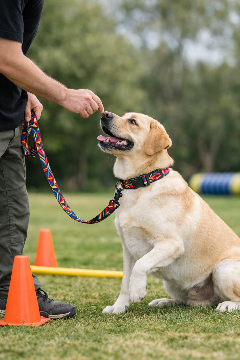 Anypet Red Aztec Dog Collar and Leash Set Harness Lead for Training & Walking