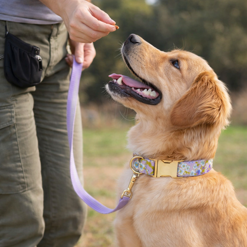 Anypet Purple Floral Dog Collar - Stylish Comfortable Dog Accessory with Safety Buckle Durable Strap