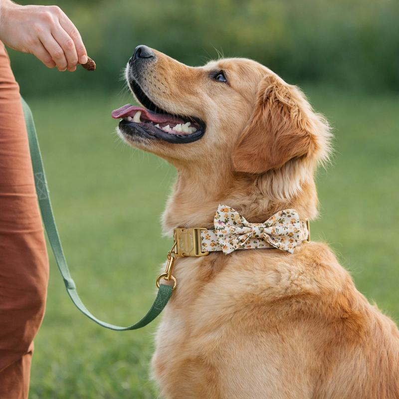 Anypet Pet Bow Collar White Floral Stylish Accessory with Safety Buckle Durable Strap