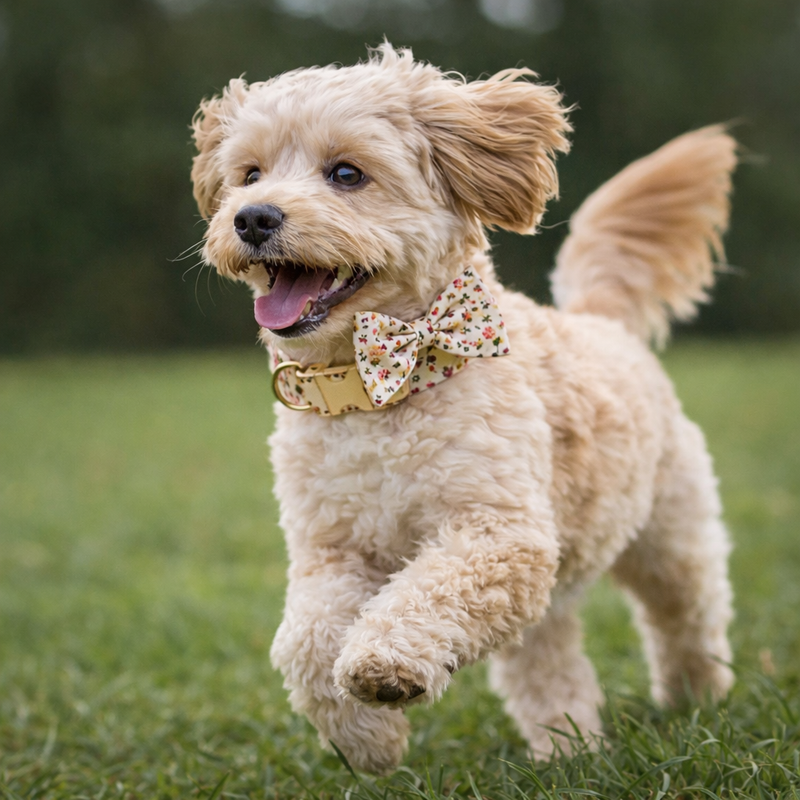 Anypet Pet Bow Collar White Floral Stylish Accessory with Safety Buckle Durable Strap
