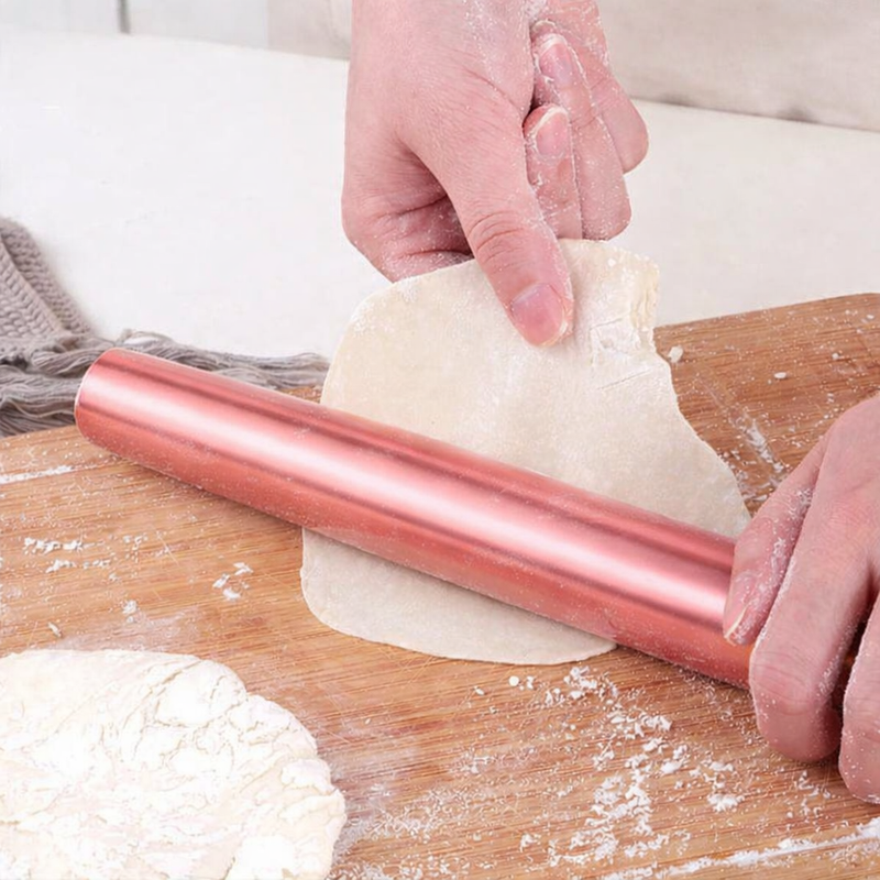 Anygleam Rose Gold Stainless Steel Rolling Pin – 1 Pc Professional Buffet & Restaurant Kitchenware