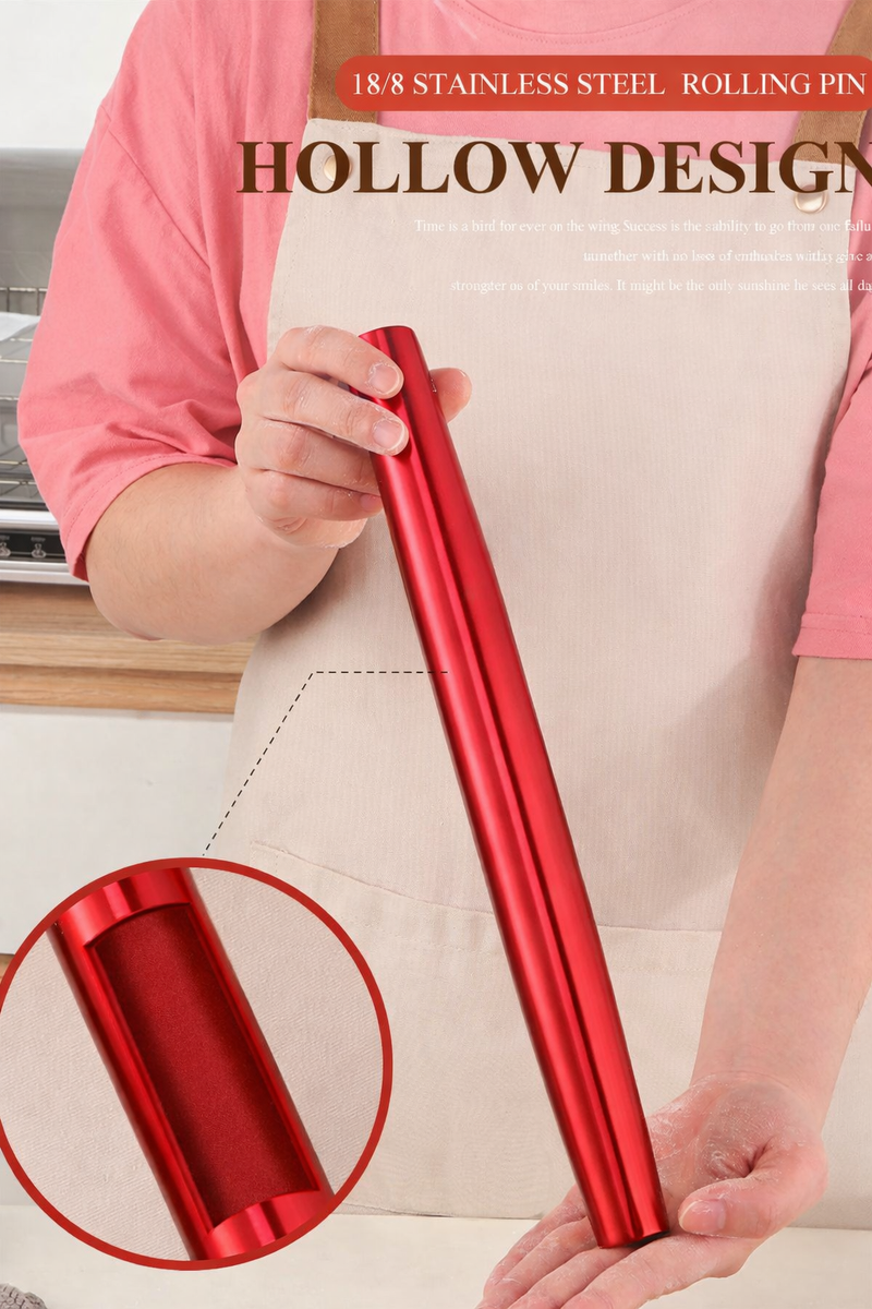 Anygleam Red Rainbow Stainless Steel Rolling Pin – 1 Pc Professional Buffet & Restaurant Kitchenware