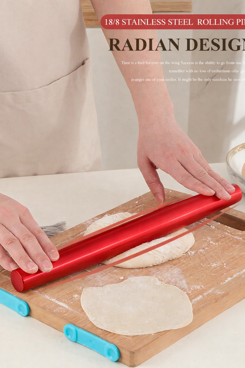 Anygleam Red Rainbow Stainless Steel Rolling Pin – 1 Pc Professional Buffet & Restaurant Kitchenware