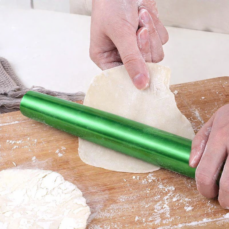 Anygleam Green Stainless Steel Rolling Pin – 1 Pc Professional Buffet & Restaurant Kitchenware