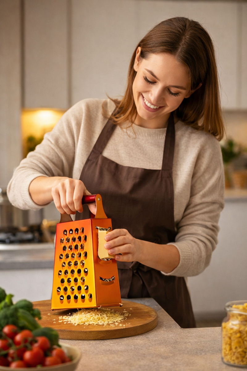 Anygleam Orange Stainless Steel Food Slicer – Multi-Function Kitchen Tool for Fruits, Vegetables & More